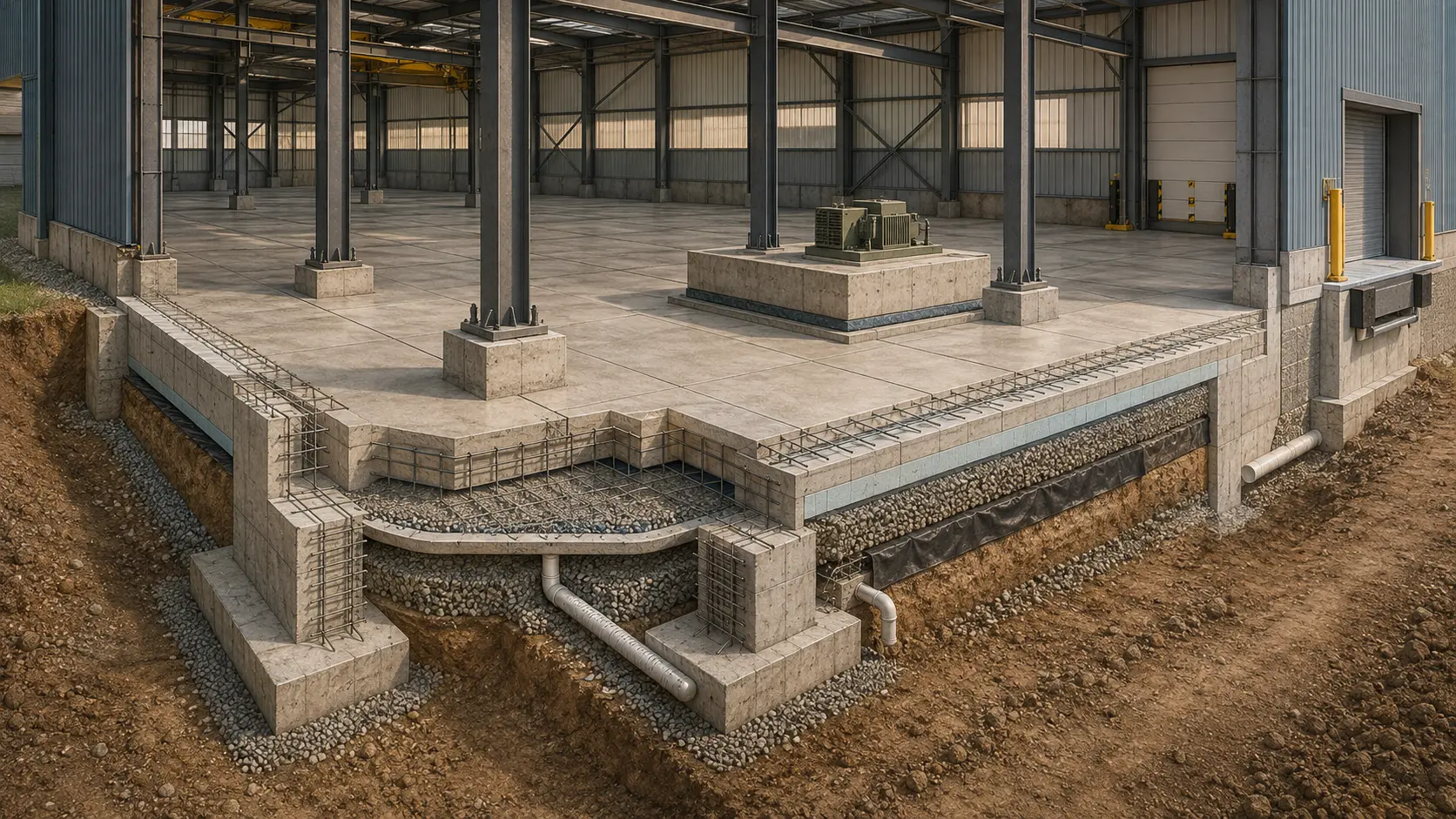 Cutaway view of site execution and foundation works